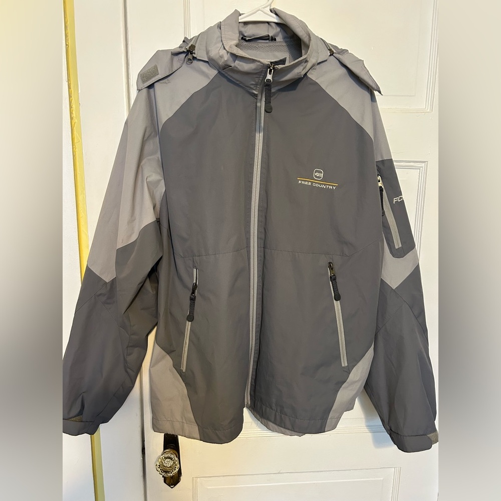 Free Country FCXtreme Men Size XL  Lightweight Gray Hooded Jacket Coat